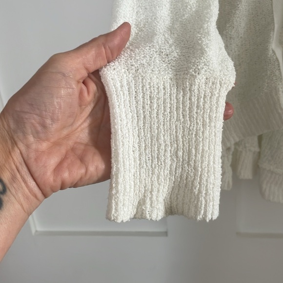 Free People Sheer Cowl Neck Pullover in Ivory - Size L - Picture 4 of 9